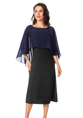 Baoqiya Chales y envolturas para mujer para vestidos de noche, chal suave de gasa para dama de honor, capa de gasa para cubrir la boda, marino, Talla única