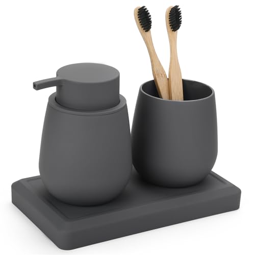 AJEUNGAIN Modern Badezimmer Set Grau Einschließen Seifenspender und...