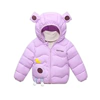 XINYUNZU Fille Doudoune à Capuche Légère Manteau court Couleur unie Veste Chaude Zipper Blouson Mignon Enfant Coat Girls Vêtement Manteaux pour Filles 1-6 Ans Lila 4 ans