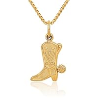 IceCarats 14K Solid Yellow Gold Cowboy Boot Necklace Chain Pendant Charm Only