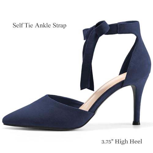 Image of Womens High Heel Pointed Toe Pumps Ankle Tie Classic Office Special Dress Party Shoes