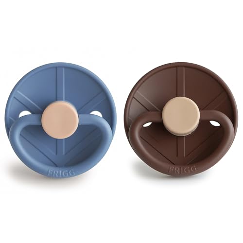 Image of FRIGG Little Viking SilkySoft Silicone Baby Pacifier 2-Pack | Made in Denmark | BPA-Free (Ocean View /Cocoa, 0-6 Months)