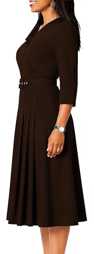 Image of ZVO Business Work Dress for Women Elegan Church V-Neck A Line Midi Dresses