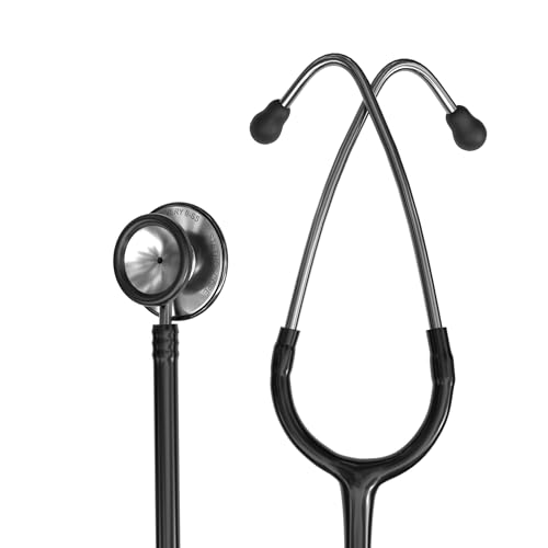 Image of IS IndoSurgicals Silvery II-SS Stainless Steel Stethoscope for Doctors & Medical Students (Black)