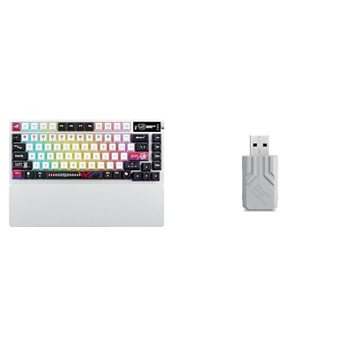 Image of ASUS ROG Azoth X 75% Wireless Mechanical Gaming Keyboard (White) + ROG 8000Hz Polling Rate Booster Bundle