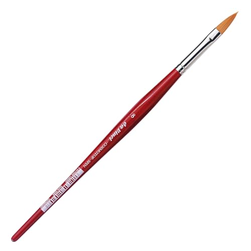 Image of da Vinci Watercolor Series 5584 CosmoTop Spin Paint Brush, Pointed Oval Synthetic with Red Handle, Size 8 (5584-08)