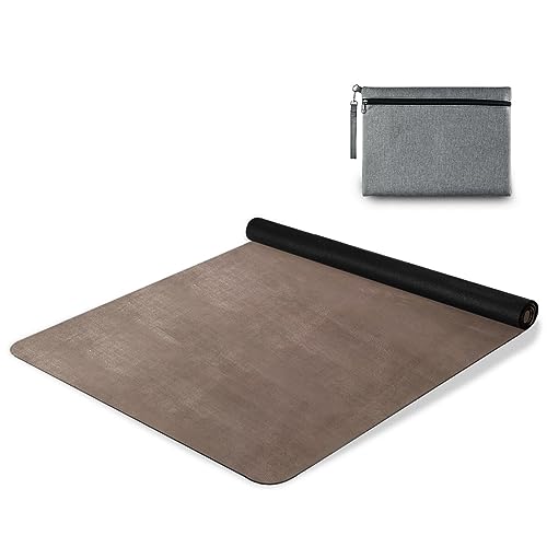 Kigai Brown Yoga Mat Non Slip Fitness Exercise Mat with Carrying Bag,Thick and Soft Breathable All-Purpose Fitness Mat for Yoga,Pilates & Floor Exercises