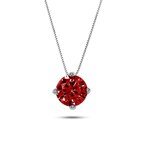 inSCINTILLE Collana Donna Punto Luce in Argento Rodiato 925 con Pietra di Zirconia Cubica Rosso/4 mm