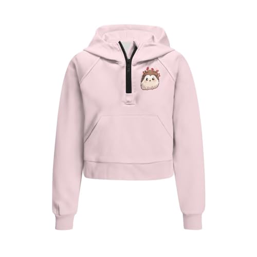 Sweatshirts for Girls Kids Collar Zip Up Pullover Hoodies Cropped Long Sleeve Top4