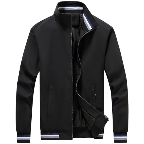 Image of PEGENO Men's Lightweight Jacket Spring Fall Thin Flight Bomber Jacket Sportwear Full Zip Windbreaker Casual Coat