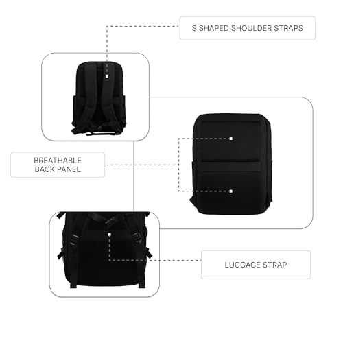 Image of F Gear Berlin Black 21L Premium Soft Touch Laptop Backpack | Fits 17 inch Laptop | Lightweight with Tablet Sleeve, 1 spacious compartment, 2 Pockets & Luggage Strap | Water-Resistant | Office & College