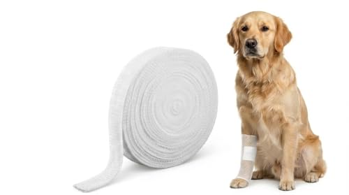 Image of Tubular Stretch Net Bandage for Dogs, Cats & Horses | Elastic Pet Wound Dressing Retainer Mesh | No Tape Needed Breathable Vet Wrap Support |Size 4, 2.7cm x 25m Roll | White (Pack of 1)