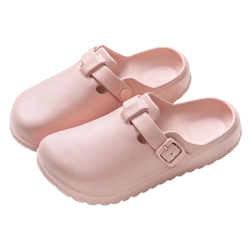 ELIOGN Zuecos de jardín para mujer, cómodos y ligeros, con correas y bonitos patrones, impermeables, Rosa., 40 EU