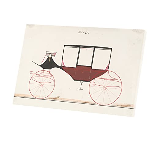 Tableau calèche vintage d'exception en toile imprimée haut de gamme 94x60 cm