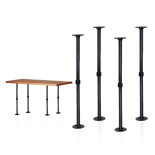 28 Inch Industrial Pipe Table Leg Set Black Iron Base Legs Coffee & End Tables, Desks, Nightstand - Vintage, Mid-Century Modern Aesthetic 4 Pack