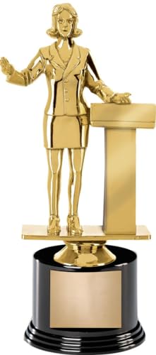 Crown Awards 7.5" Public Speaking Female Award On Round Trophy Base
