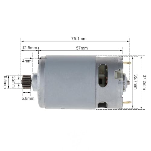 Motor RS550 DC de 10.8V con piñón de 14 dientes y 9.5mm para caja de engranajes de alto par 3