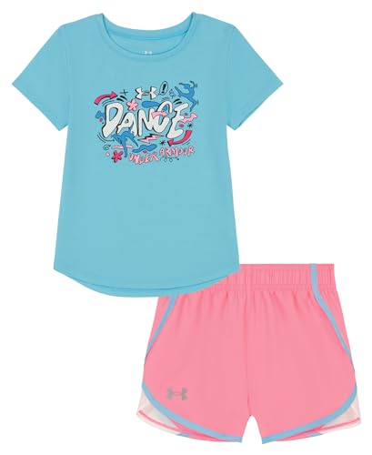 Image of Under Armour Girl's 2-piece Short Sleeve Tee and Shorts Set, Lightweight and Comfortable