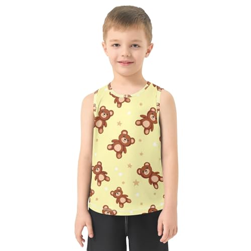 J JOYSAY Cartoon Teddy Star Yellow Boys Tank Top Sleeveless Muscle Shirts Quick Dry Kids T-Shirts 3-15T2
