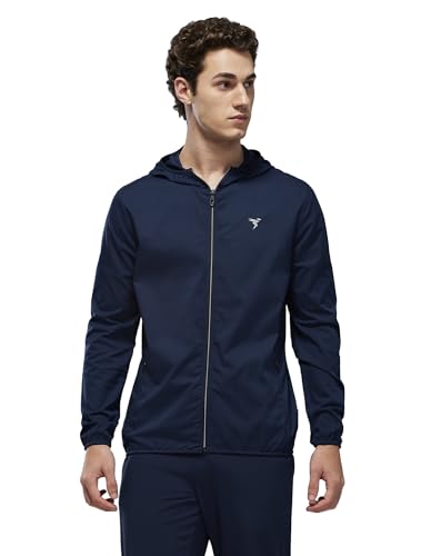 Image of TECHNOSPORT Men's Regular Fit Jacket with Zip Pockets, TS FLEXI Lightweight Windproof Quick Dry Full Sleeve Jacket for Gym Running and Travel