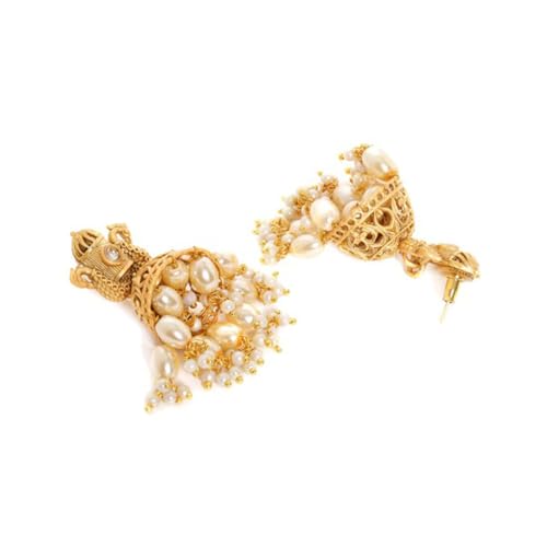 Image of Rubans Jhumka Earrings Gold Plated Stylish Traditional Trendy Jewellery Gift for Women & Girls