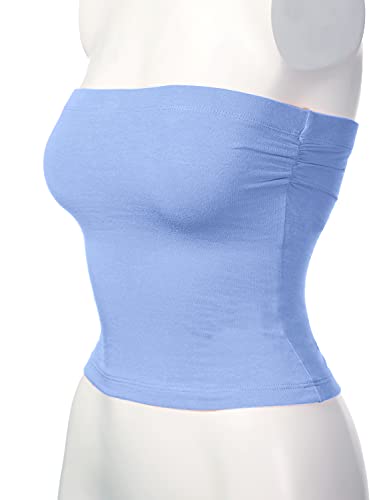 Image of Women's Shapewear Tube Tops Strapless Ruched Built-in Shelf Bra Casual