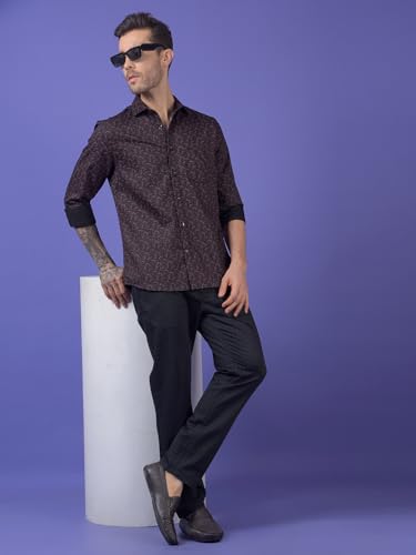 Image of Crimsoune Club Men's Wine Printed Shirt