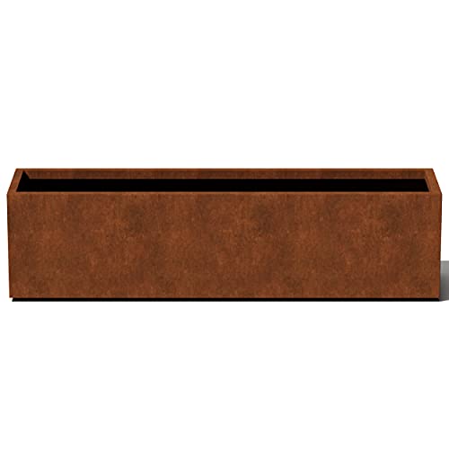 Veradek Metallic Series Corten Steel Rectangular Window Box Planter, 36''