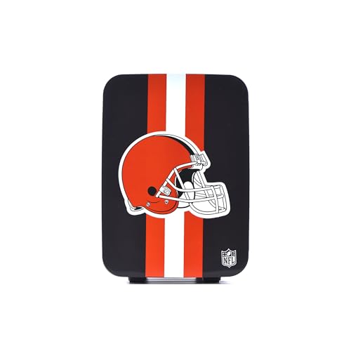 Image of Ukonic NFL Cleveland Browns 15-Can Mini Fridge 10L - AC /DC Powered, Official Team Colors & Logo, Portable Cooler for Tailgates, Home, Office, or Car
