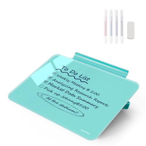 Image of TSJ OFFICE Small Desktop Whiteboard - Glass Dry Erase Board 8 X 6 Inches Tabletop Easel Whiteboard with Stand, Desk Board Buddy for Artist, Teacher and Student