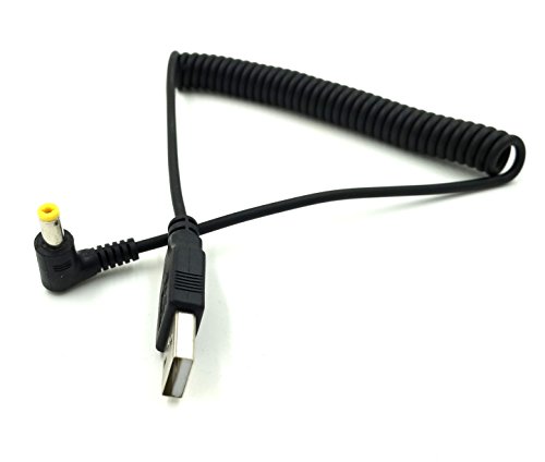 BesYee 5FT/1.5M Spring Coiled USB Cable, USB 2.0 A Male Plug to DC Power Jack 4.0mm x1.7mm 90 degree Right Angle Cord Cable (4.01.7 Yellow90°)