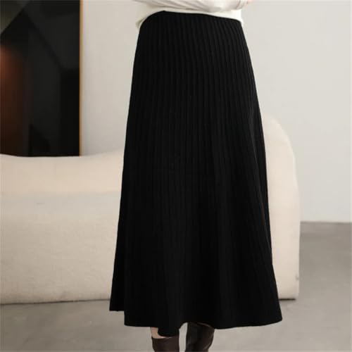 Women Wool A-Line Skirt Autumn Winter High Waist Loose Swing Knitted Umbrella Skirt3