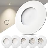 Scandinavian home 6er Set LED Einbaustrahler 230V Dimmbar - LED Spots 230V Warmweiß 3000K, 470 lm, CRI 90+, 68mm Lochmaß - IP44 Badezimmer Geeignet - Deckenspots Weiß-Matt, Deckenleuchte Spot