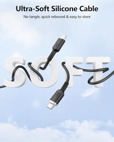 SUNGUY Silikonowy Kabel USB C 2M*2 100W Do Szybkiego ﾅ∥dowania i Transmisji Danych - Kompatybilny z iPhone 17/16/15 Pro Max, Galaxy S24, Google, iPad Pro/Air, Xiaomi - czarny