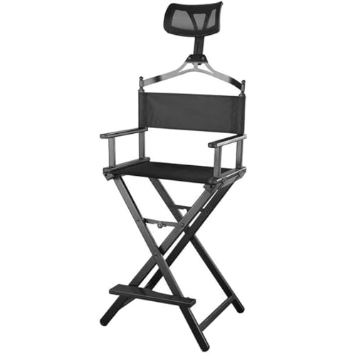 Silla plegable portátil para artistas de maquillaje con reposacabezas, silla de director de aluminio ligero para profesionales, ideal para artistas de maquillaje sobre la marcha y uso en sets de