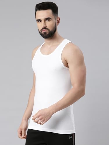 Image of Force NXT Men's Super Combed Cotton Rib Fabric Solid Vest | Round Neck Sleeveless Vest for Men