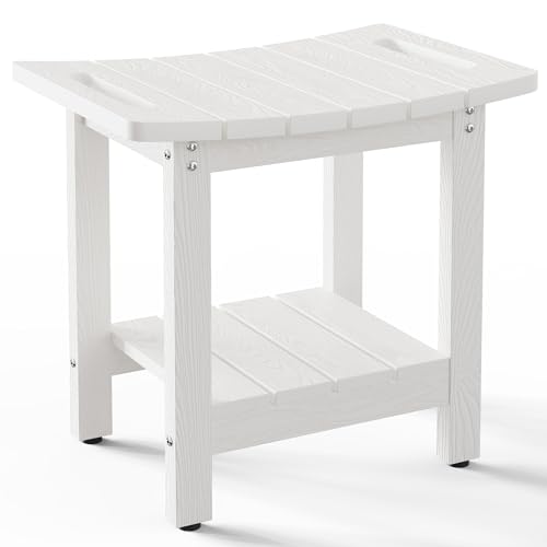 oridom HIPS Shower Benches for Inside Shower, Shower Stool with Space-Efficient Storage Shelf, Waterproof Shower Chair Seat for Spa Bathroom(White)