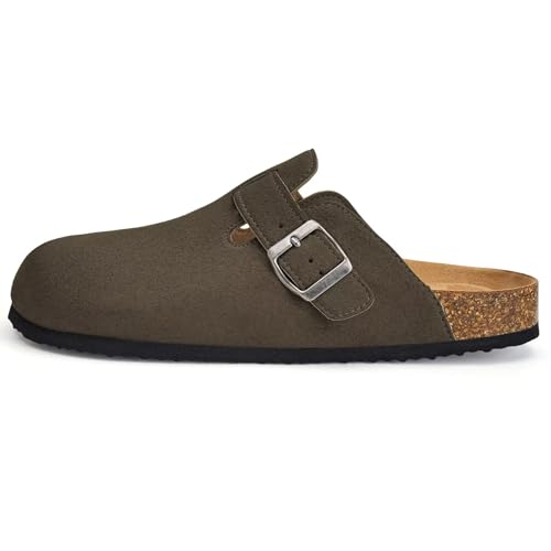 Image of Torotto Womens Clogs Cork Footbed Suede Slippers Arch Support Potato Shoes with Adjustable Buckle