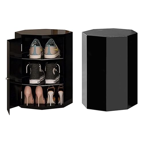 Elegante zapatero de acero negro con diseño moderno de varios niveles para casa 2