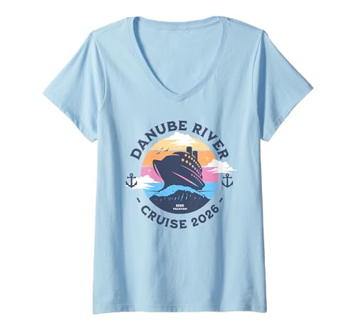 Women's Matching Danube River Cruise V-Neck T-Shirt
