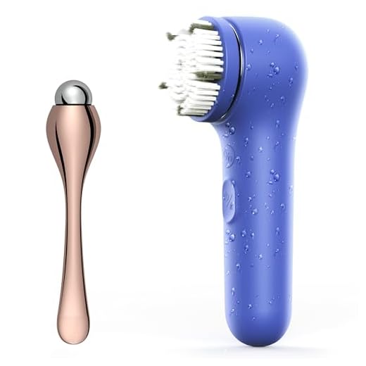 Face Scrubber, NågraCoola 3.0 Facial Cleansing Brush, Waterproof & Rechargeable Face Scrub Brush for Men& Women, Electric Facial Exfoliator with 3 brushes, 3 Intensities, 2 Modes with Eye Rollor-Azure
