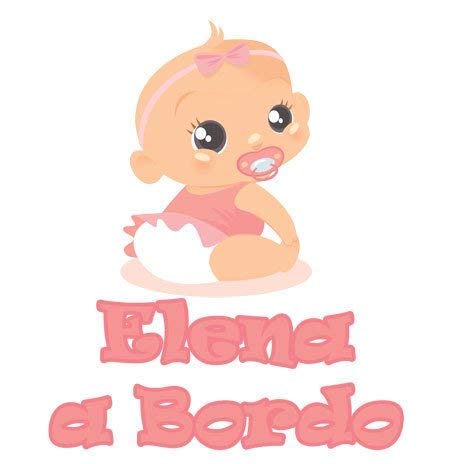 GamesMonkey Sticker Baby Girl on Board - Elena - Custom Name 12 CM - Female - Exterior Car Stickers Glossy Vinyl