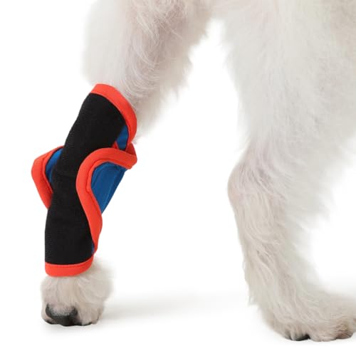FUAMEY Adjustable Dog Back Leg Wrap for Large Dogs Dog Rear Legs Brace for Protecting Hock & AnkleDogs Leg Sleeve to Help with Loss of Stability and Prevent Licking for Skin Problem Blue L