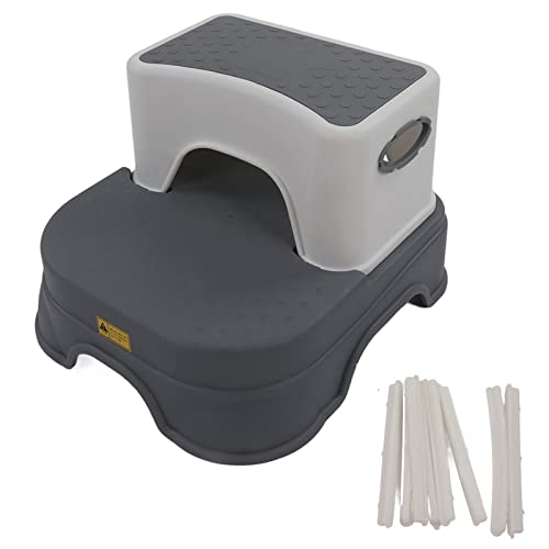 Pilipane Toddler Step Stool, Double Up, Kids Step Stool Double Antiskid Height Adjust Widened Base Ergonomic Toddler Step Stool 2 Layer Detachable Step Stool, (Gray), Toddler Step Stool Step stools f