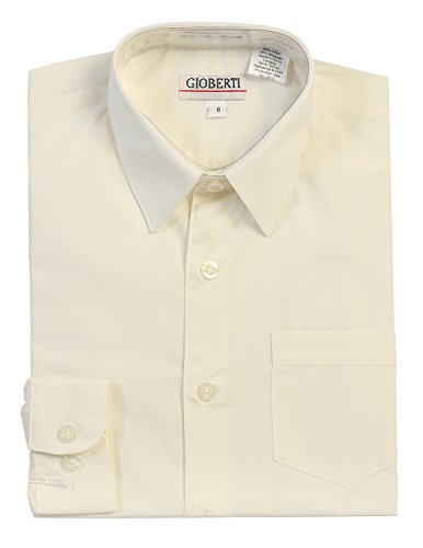 Image of Gioberti Boy's Long Sleeve Dress Shirt + Solid Tie, Bow Tie, and Hanky