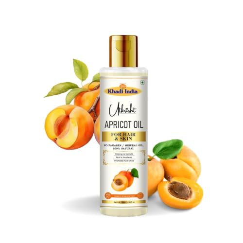 Image of Khadi Apricot Oil For Skin & Hair 100ml | Pure & Natural Oil for Hair Growth, Strengthening & Scalp | Non Sticky, Paraben & Mineral Oil Free | For All Hair Types | Daily Use for Men & Women