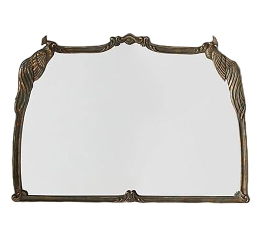 Image of Gharaana Imbibe Hand-Casted Wall Mirror for Bedroom, Bathroom & Kitchen | Decorative Mirror for Wall Decoration | Vintage Brass (40x24)