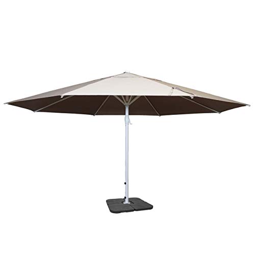 Mendler Sonnenschirm Meran II, Gastronomie Marktschirm, Ø 5m Polyester/Alu Mast weiß 28kg mit Ständer - creme-beige