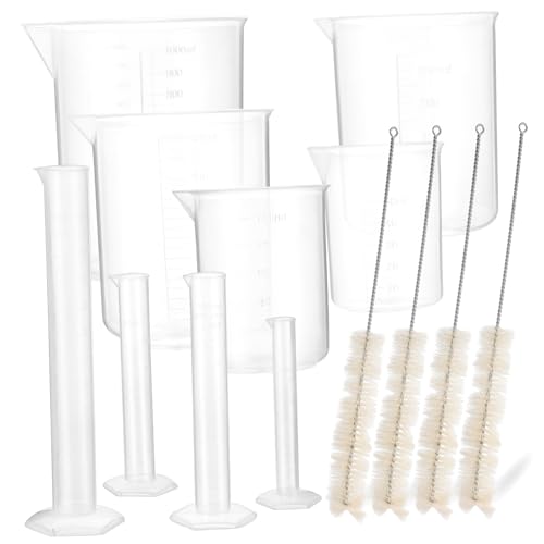 KICHOUSE 13Pcs Measuring Cylinders and Beakers Set Food Grade Lab Tools with Graduated Cylinders and Beakers for Experiments