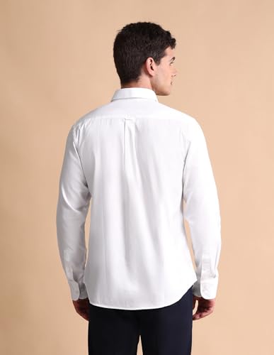 Image of U.S. Polo ASSN. Solid Tailored Fit Shirt for Men - 100% Cotton, Breathable & Comfortable, Full Sleeves Casual Shirt for Men